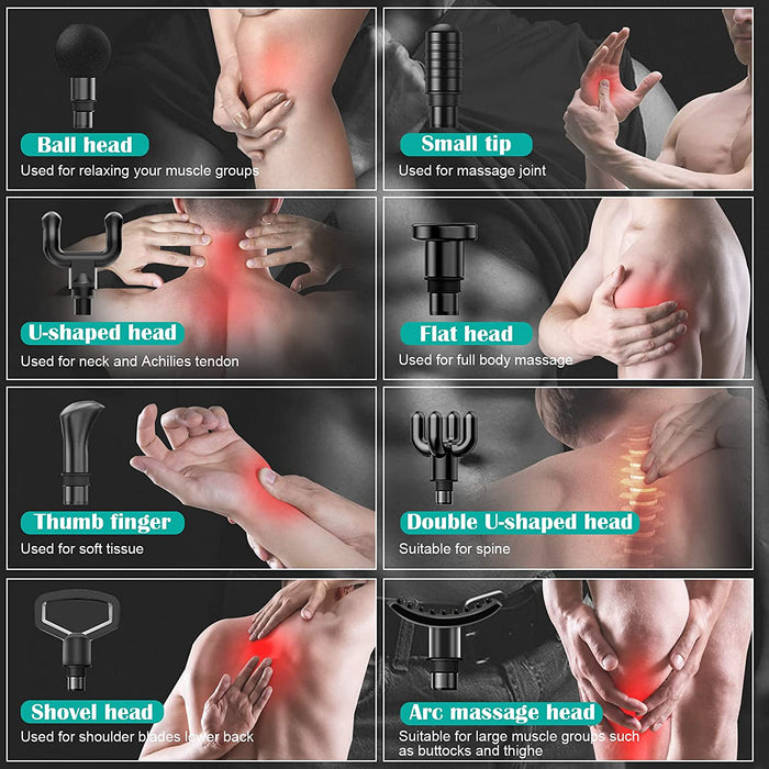 Massagepistole, HyAdierTech Massage Gun Muskelmassagegerät mit 12 Geschwindigkeitsstufen und 8 Massageköpfen, Leichtes Tragbares Körpermassagegerät