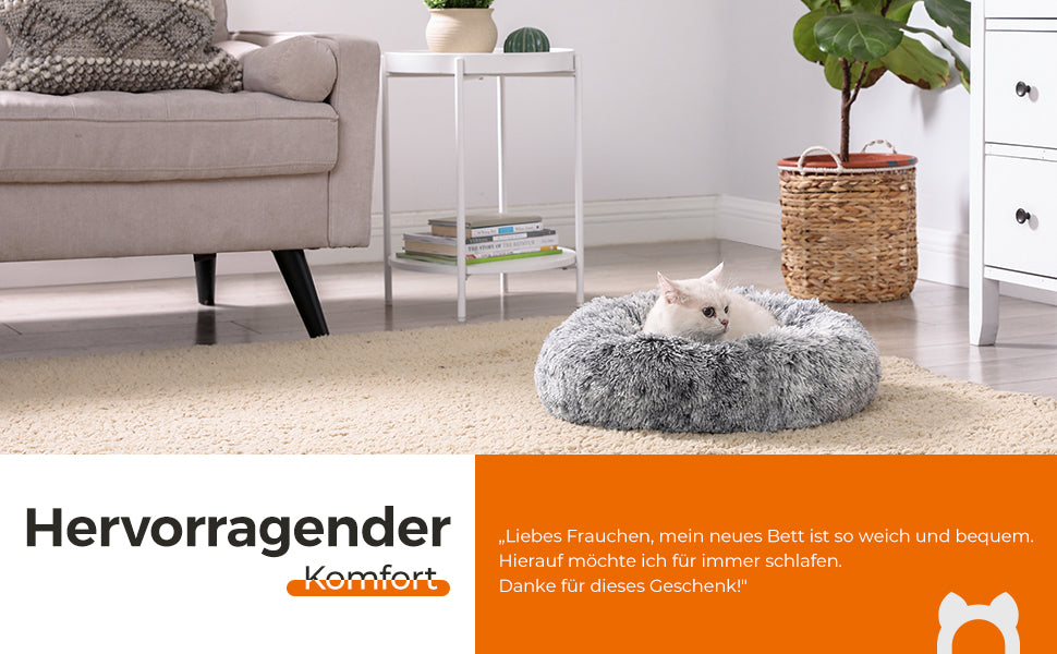 Hundebett, Katzenbett, weiche PV-Samtoberfläche, 50 cm, grau