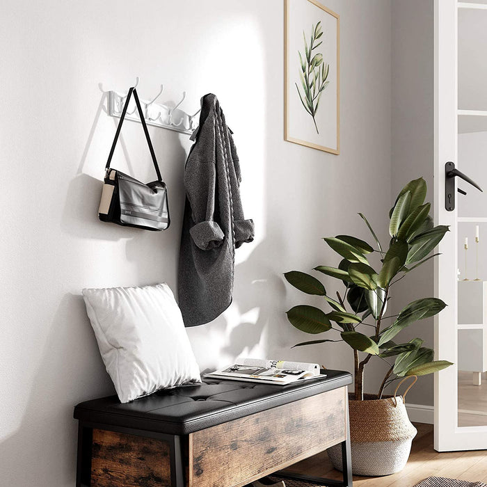 Wandgarderobe, 4 Dreifach-Kleiderhaken, Hakenleiste, Garderobenhaken, Mäntel, Jacken, Hüte, Taschen, Flur, Schlafzimmer, Badezimmer, weiß