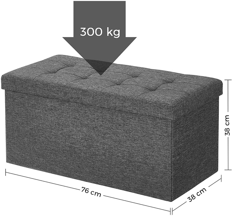 Faltbare Sitzbank 80 L Truhenbank Halbdeckel seitlich klappbar belastbar bis 300 kg 76 x 38 x 38 cm dunkelgrau