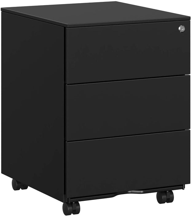 Rollcontainer, Aktenschrank aus Stahl, abschließbar, mit 3 Schubladen, Aufbewahrung von Akten, Dokumenten, Büroutensilien, vormontiert, Büro