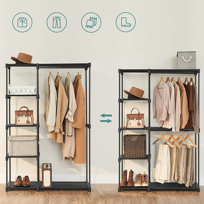 Kleiderschrank, freistehende Garderobe, faltbar, Kleiderständer mit Kleiderstangen, Garderobenständer, Aufbewahrung, Ankleidezimmer, Schlafzimmer