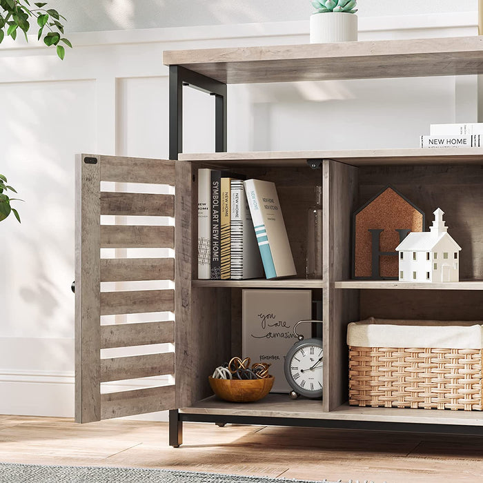 Sideboard, Beistellschrank, Küchenschrank mit offenen Regalfächern, Flurschrank, Kommode mit Lamellentüren, Wohnzimmer, Esszimmer, Büro, Flur