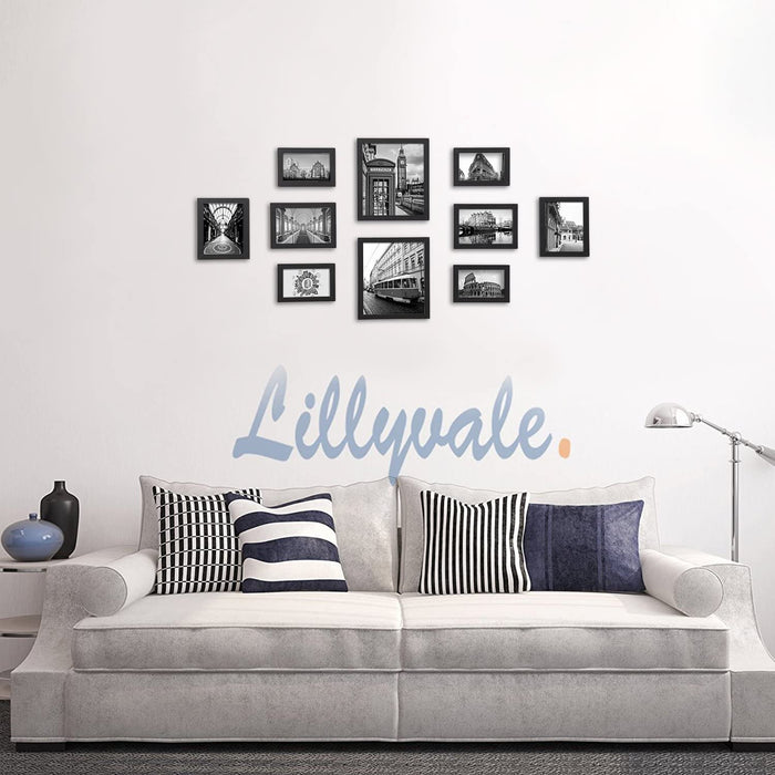 Bilderrahmen, 10-er Set Fotorahmen - 2 STK. 20 x 25 cm, 4 STK. 13 x 18 cm und 4 STK. 10 x 15 cm, aus Holzfaserplatten, Weihnachten, schwarz