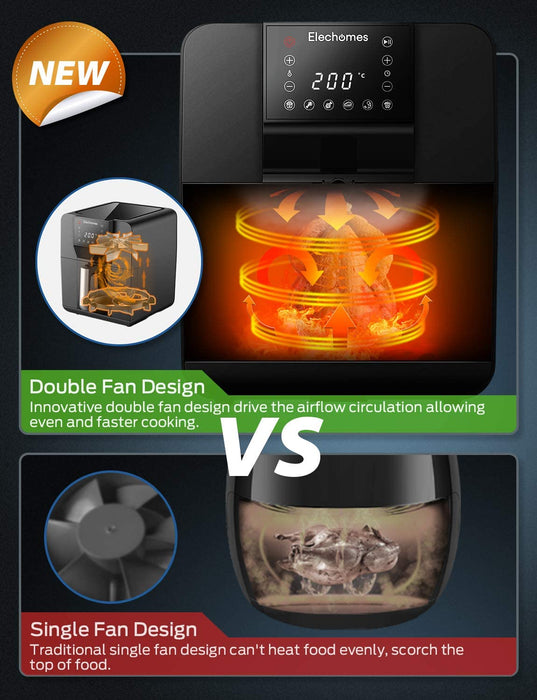 Heißluftfritteuse, 6L XXL 1700W Friteuse Heissluft mit Digitalem LED-Touchscreen, Vorheiz&Schüttelfunktion, Doppelgebläse, Timer&Temperaturkontrolle