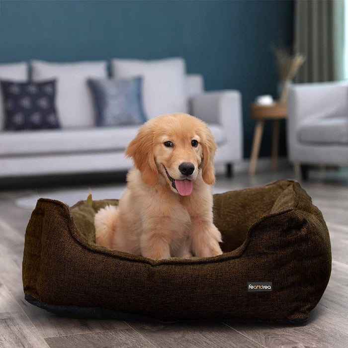 Hundebett, Bezug abnehmbar, Hundesofa, 70 x 55 x 21 cm, braun