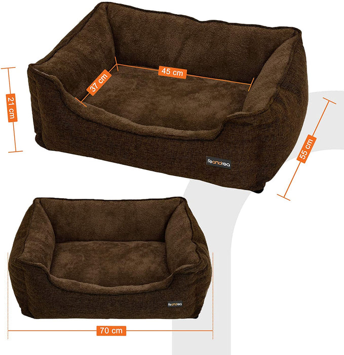 Hundebett, Bezug abnehmbar, Hundesofa, 70 x 55 x 21 cm, braun