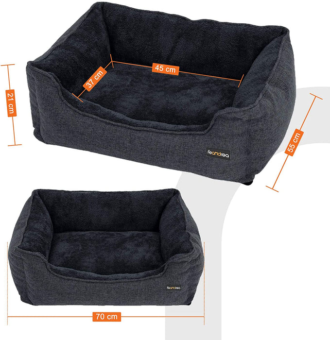 Hundebett, Bezug abnehmbar, 70 x 55 x 21 cm, dunkelgrau