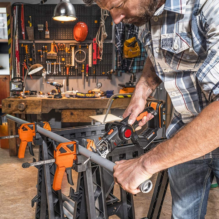 18V(20V MAX) Akku Stichsäge Axis WX550.4, 2,0Ah, PowerShare, 2-in-1, Säbel- und Stichsäge,Schnelle Umstellfunktion mit Staubbläser & Pendelhub