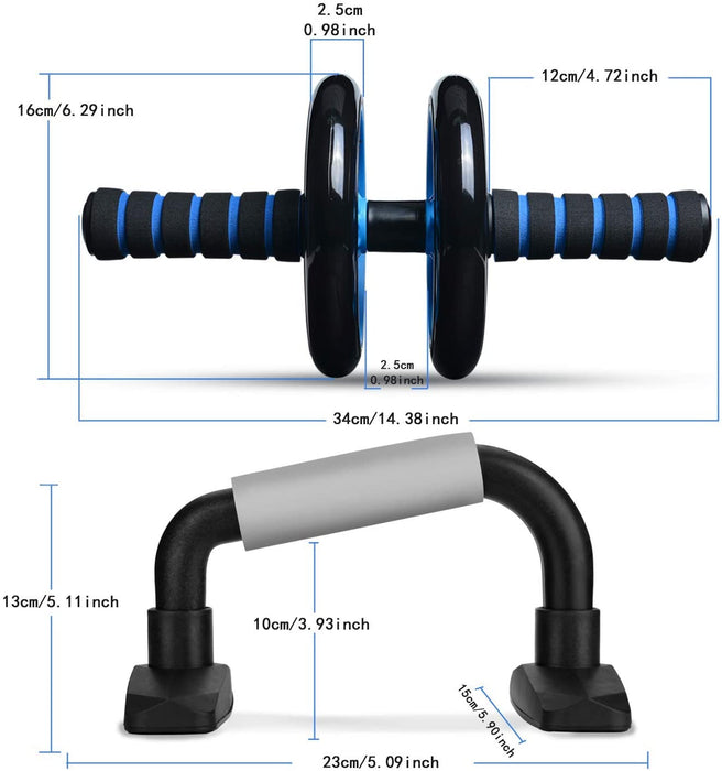 Bauchroller Set 4 IN 1 AB Roller Bauchtrainer Fitnessset mit Liegestützgriffe Springseil Kniematte für Männer und Frauen zu Hause Bauchmuskel Trainer