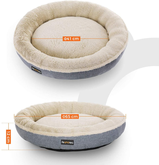 Hundebett, Hundekorb, Katzenbett, Donut, rund, Ø 65 cm, grau