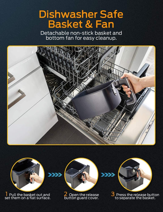 Heißluftfritteuse, 6L XXL 1700W Friteuse Heissluft mit Digitalem LED-Touchscreen, Vorheiz&Schüttelfunktion, Doppelgebläse, Timer&Temperaturkontrolle