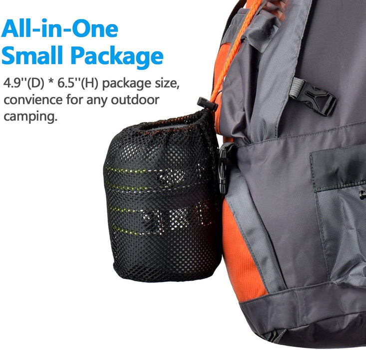 Camping Geschirr Set 9-teiliges Outdoor Kochgeschirr Aluminium Camping Töpfe Becher Faltbare Besteck Mini Campingkocher für Outdoor Picknick Wandern