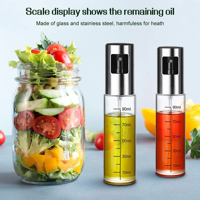 Eletorot Ölsprüher Flasche 100ML, Öl Sprühflasche, Essig Spritzer Ölspender, Transparent Öl Sprayer mit Bürstefür Kochen, Salat, Grill Zubehör