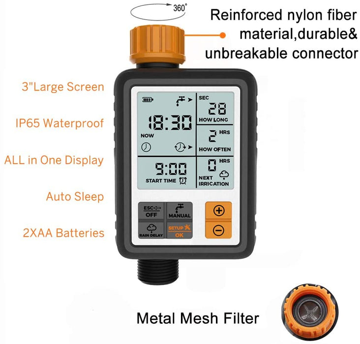 Bewässerungscomputer Bewässerungsuhr Digital Programmierbarer Garten Rasen Wasserhahn Computer Schlauch Armatur Sprinkleruhr Bewässerungssystem