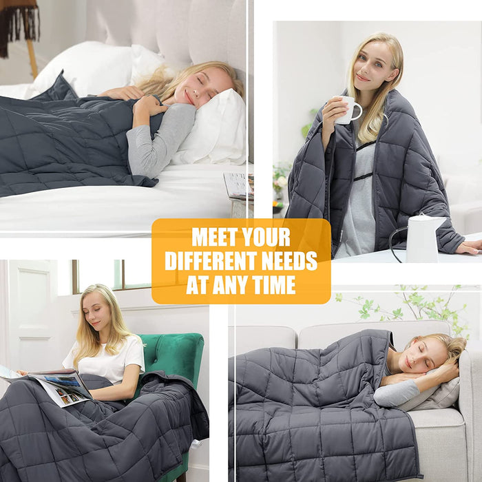 Gewichtsdecke 6.8kg 153*203cm Therapiedecke Erwachsene Beschwerte Decke für Besseren Schlaf Stressabbau, Kuscheldecken Weighted Blanket