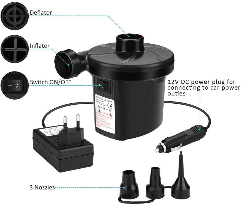 Elektrische Luftpumpe Luftmatratze Elektropumpe 2 in 1 Inflate und Deflate für Bett Pools Boote Floß Luftmatratzen aufblasbares Spielzeug