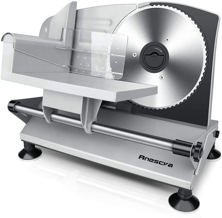 Allesschneider Elektrisch mit 170mm rostfreies Edelstahlmesser, 0-15mm einstellbare Dicke, abnehmbares Design, Brotschneidemaschine für Heimgebrauch