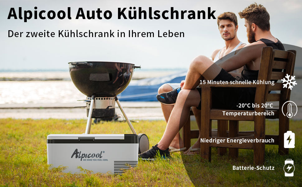 Alpicool K18 18 Liter Kühlbox Klein Elektrische Mini Kühlschrank Gefrierbox 12v mit USB Anschluss für Auto, Lkw, Boot, RV und Steckdose, -20℃-20℃