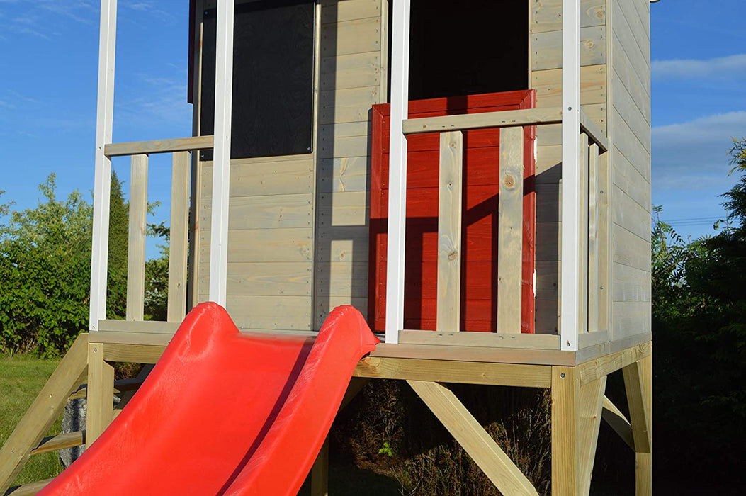 Spielhaus Garten Holz | Spielhaus Kinder Holz | Spielturm mit Rutsche und Baby Schaukel | Klettergerüst Outdoor Spielplatz für Garten