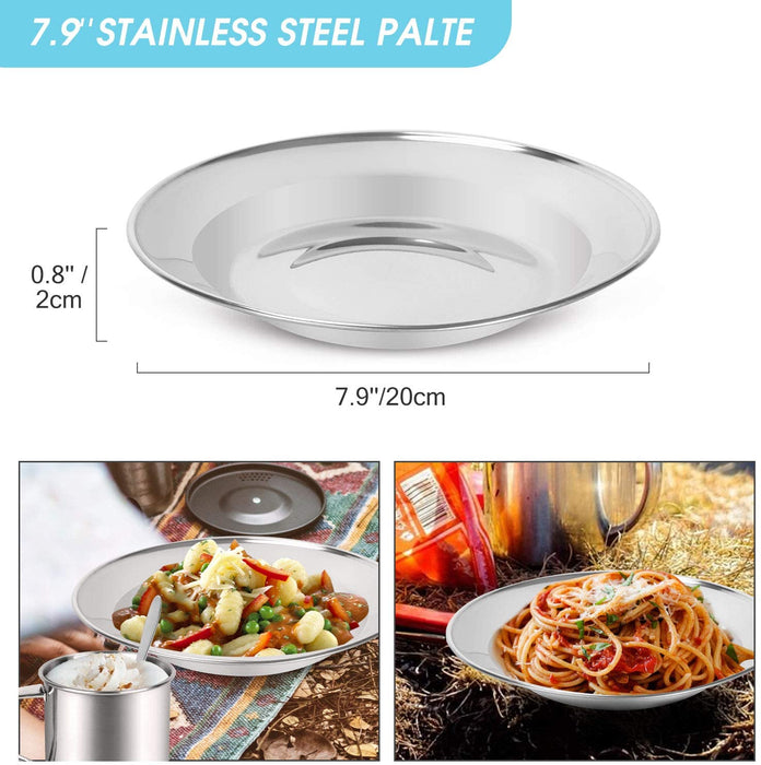 Campingbesteck Set Outdoor Reisebesteck Edelstahl Klappbesteck mit Neoprenhülle Teller Tasse ideal für Outdoor Kochgeschirr Reisen Wandern Camping