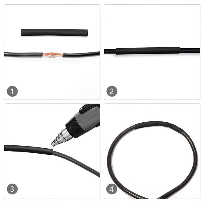Schrumpfschlauch Kit, Eventronic 300Pcs 3: 1 Dual Wall Adhesive Gefüttert Schrumpfschlauch Rohr mit 7 Größe, 2 Farbe (Schwarz, Weiß)