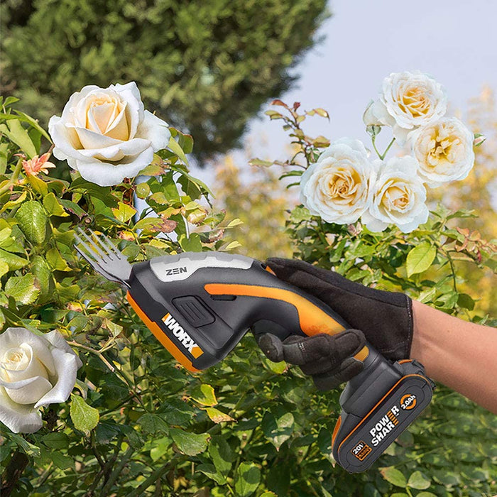 18V(20V MAX) Akku Gras- und Strauchschere WG801E.3, PowerShare, Heckenschere Rasenschere 12 cm Strauchtrimmer, 10 cm Grasmesser, Teleskopstiel