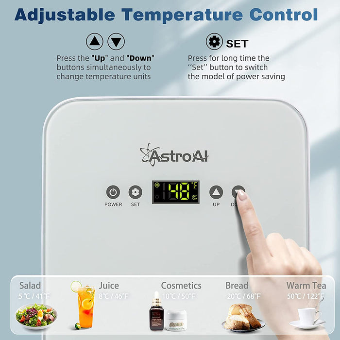 Mini Kühlschrank, 10 L/15 Dosen mini Fridge, mit digitale Temperaturregelung, für Hautpflege, Kosmetik, Medikamente, AC/DC für Zuhause und Reisen