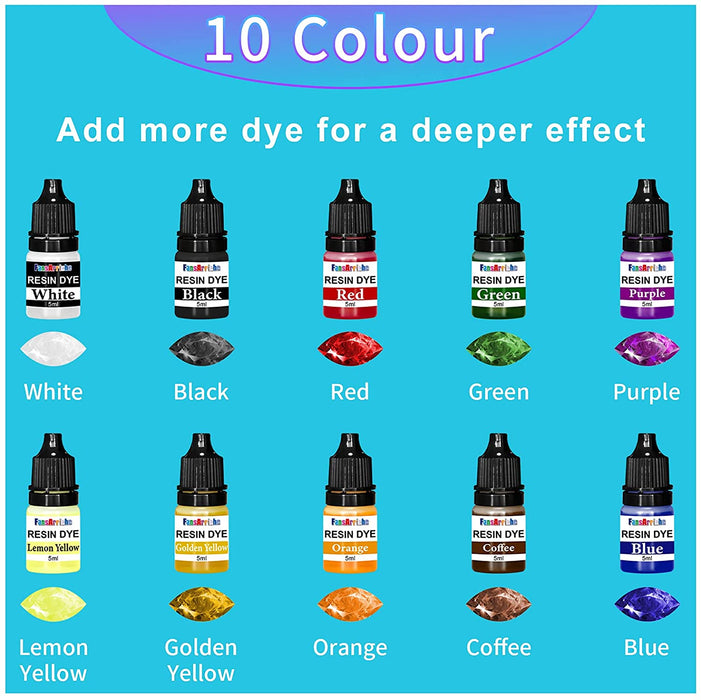 Epoxidharz Set Anfänger 500ml, Glasklar Epoxy Resin Gießharz Mit Epoxidharz Farbe, Glitzer, holzstäbchen, Handschuhe, messbecher, für Kunstprojekt