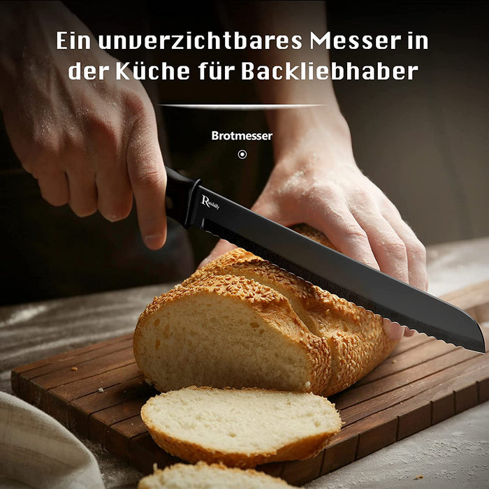 Messerset mit Messerblock Set, 7-TLG Kochmesser Set mit Messer, Schere, Messerblock zum Hacken von Fleisch/Gemüse/Obst