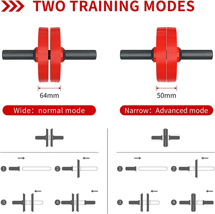 Bauchroller, Bauchtrainer ab Roller, Bauchmuskeltrainer ab Wheel Set mit Kniematte, Bauchmuskeltraining Kits für Männer und Frauen, Abdominal Roller