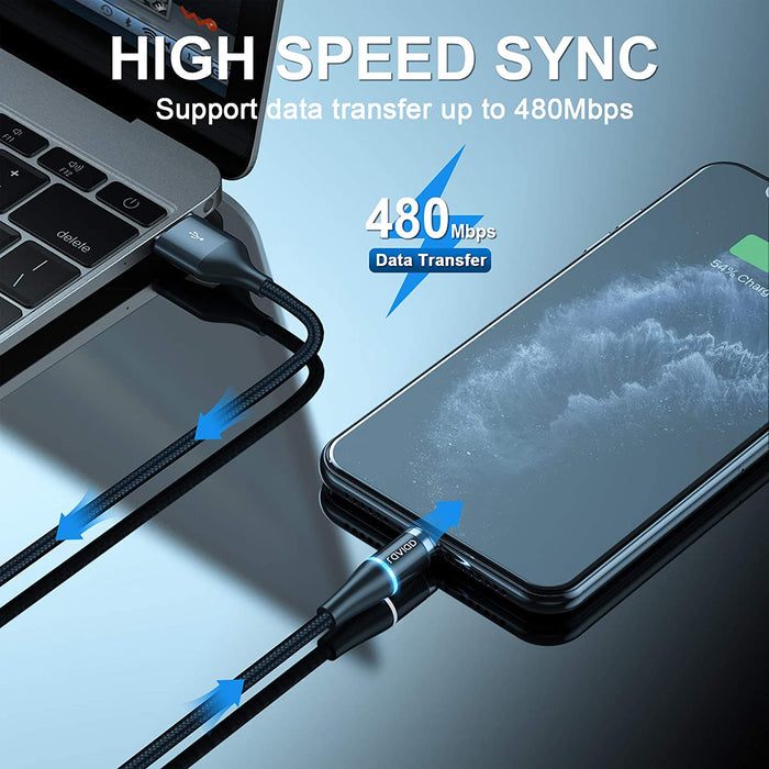 3 in 1 Magnetisch Ladekabel, Nylon Magnet USB Kabel Magnetic Datenkabel Fast Charge Sync Schnellladekabel für Micro USB/Type C