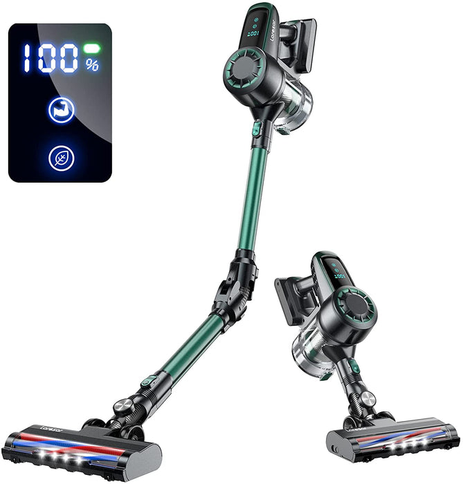 Elite2 Akku Staubsauger, 4-in-1-Staubsauger beutellos kabellos mit Display LED-Leuchten beleuchten den Boden 25.000 Pa Saugleistung Faltbarer