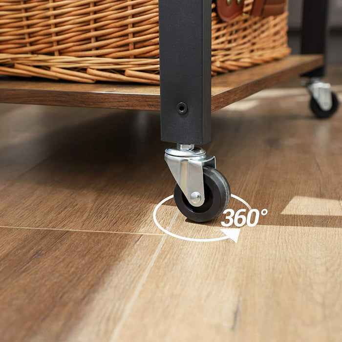 Küchenregal auf Rollen, Servierwagen mit 3 Ebenen, Druckerständer, Druckertisch, mit 6 Haken, Industrie-Design, Metall, für Homeoffiche, Küche