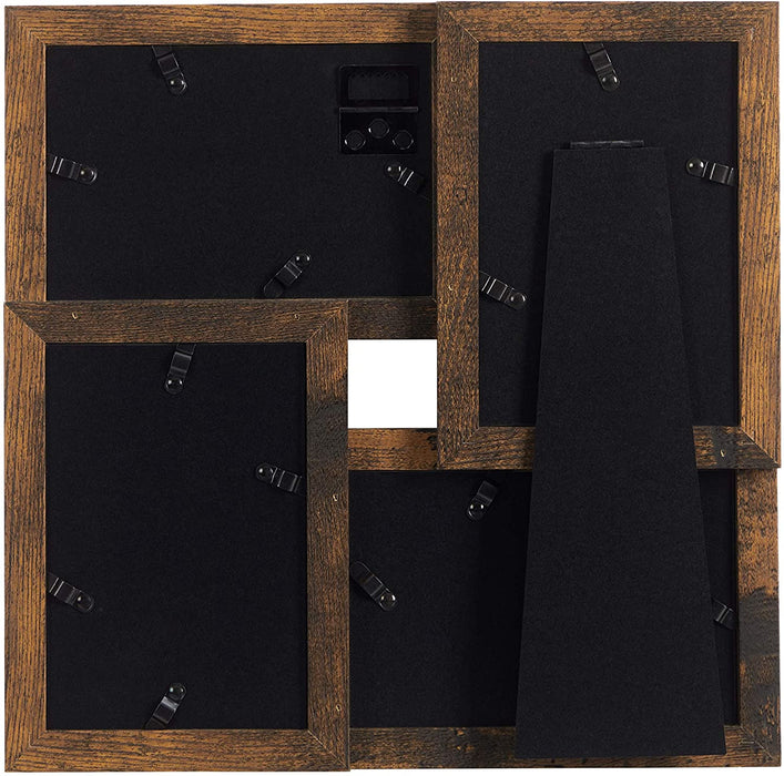 Bilderrahmen-Collage für 4 Fotos (10 x 15 cm), mit Glasscheibe, Wandmontage, Fotogalerie Präsentation, vintagebraun