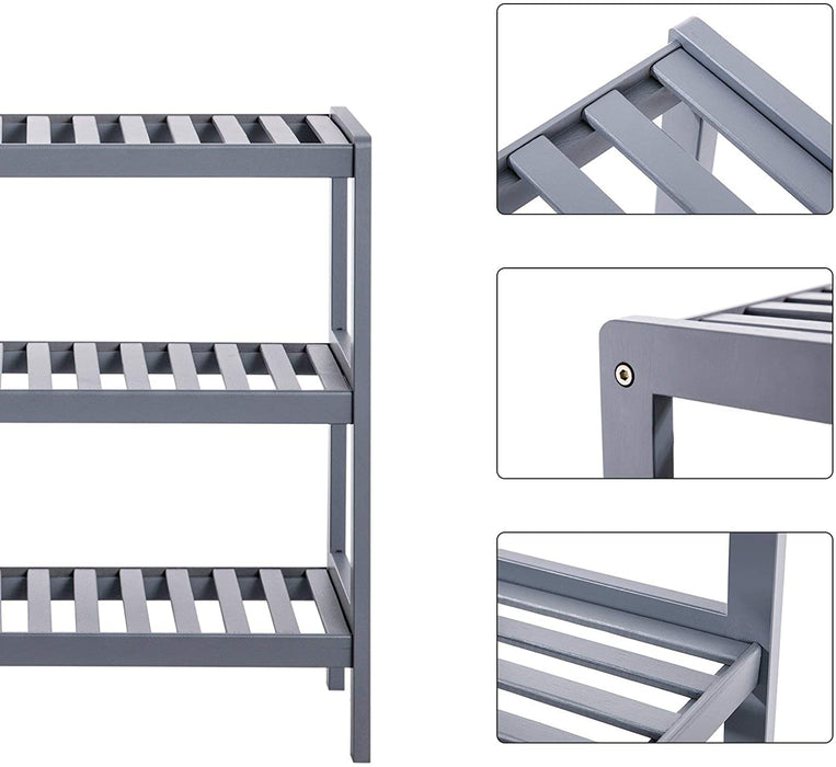 Schuhregal, Standregal aus Bambus, mit 3 Ebenen, Schuhaufbewahrung, für Eingangsbereich, Flur, grau