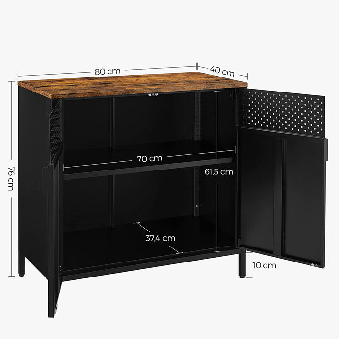 Sideboard, küchenschrank, schrank mit Doppeltür, verstellbarer Einlegeboden, Stahlgestell, Industriestil, multifunktional, Wohnzimmer, Schlafzimmer
