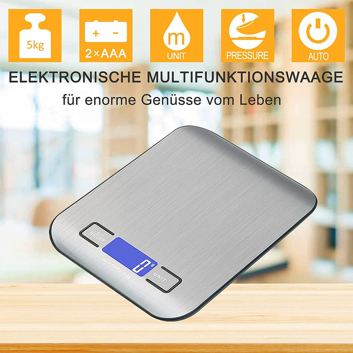 1g bis 5kg Küchenwaage, Digitalwaage mit LCD-Display, Hochpräzise Professionelle Electronische Waage(5kg Maximalgewicht)