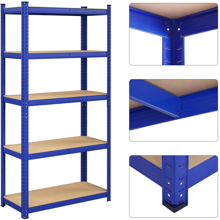 Lagerregal, Schwerlastregal, Kellerregal, 180 x 90 x 40 cm, bis 875 kg belastbar, 5 verstellbare Ablagen, Regal aus Metall, Steckregal, Werkstattregal