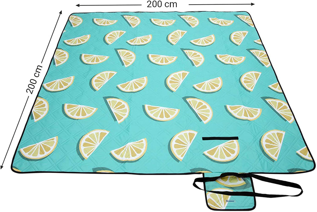 Picknickdecke, 200 x 200 cm große Stranddecke, Campingdecke, wasserdichte Unterseite, maschinenwaschbar, faltbar, für Garten, Park, Strand, Camping