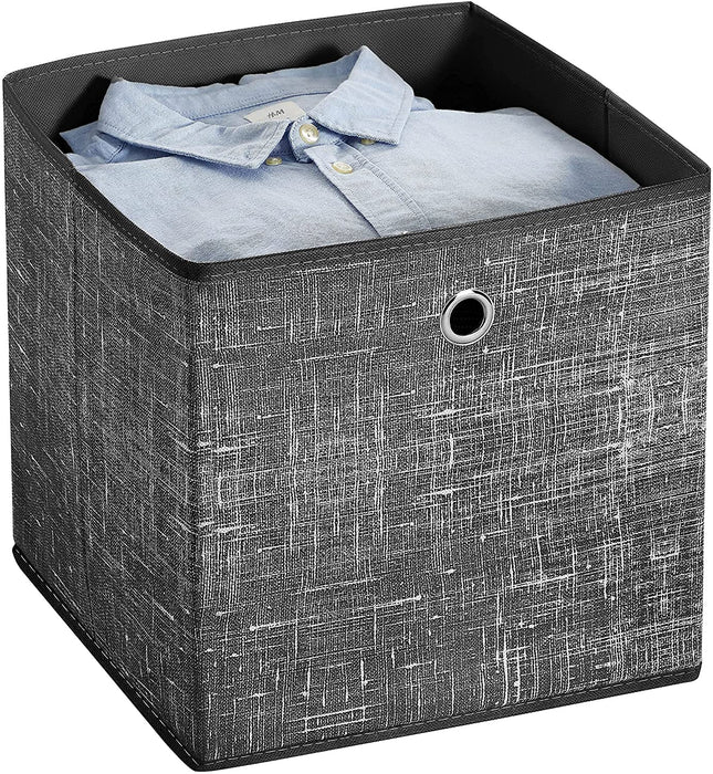 Aufbewahrungsboxen, 6er Set, faltbare Stoffboxen, Vliesstoff, Würfel, Aufbewahrungskörbe, Organizer für Spielzeug, Kleidung, schwarz