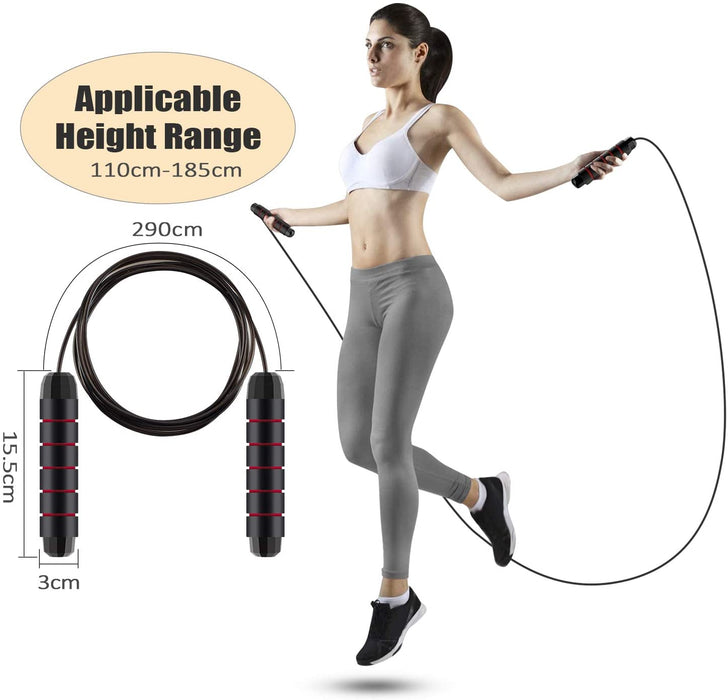 2 Stück Springseil, Speed Rope Springseil mit Kugellagern, Länge Einstellbar, Jump Rope mit Rutschfesten Handgriffe, Seilspringen für Fitness