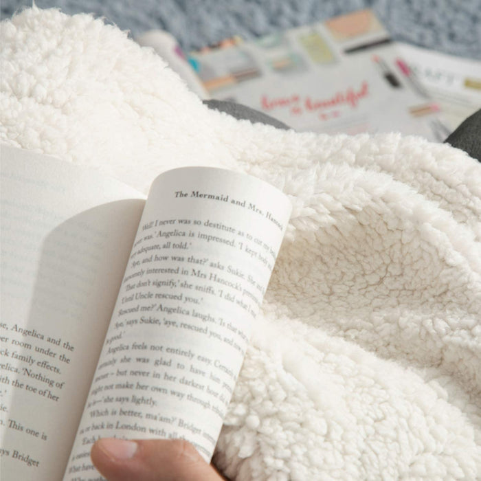 Decke Sofa Kuscheldecke anthrazit - warm Sherpa Sofaüberwurf Decke, Dicke Sofadecke Couchdecke, 150x200 cm XL Flauschige Wohndecke für Couch