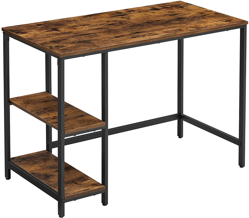 Schreibtisch, Computertisch, PC-Tisch, Bürotisch, mit 2 Ablagen auf der rechten oder linken Seite, fürs Büro, Wohnzimmer, Stahlgestell