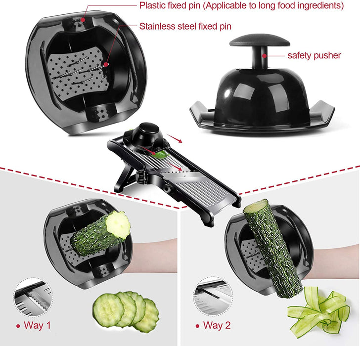 Mandolinen-Schneider Verstellbarer Gemüsehobel, Küchenreibe Julienne-Schneider für Obst, Kartoffeln Tomaten Zwiebeln Käse