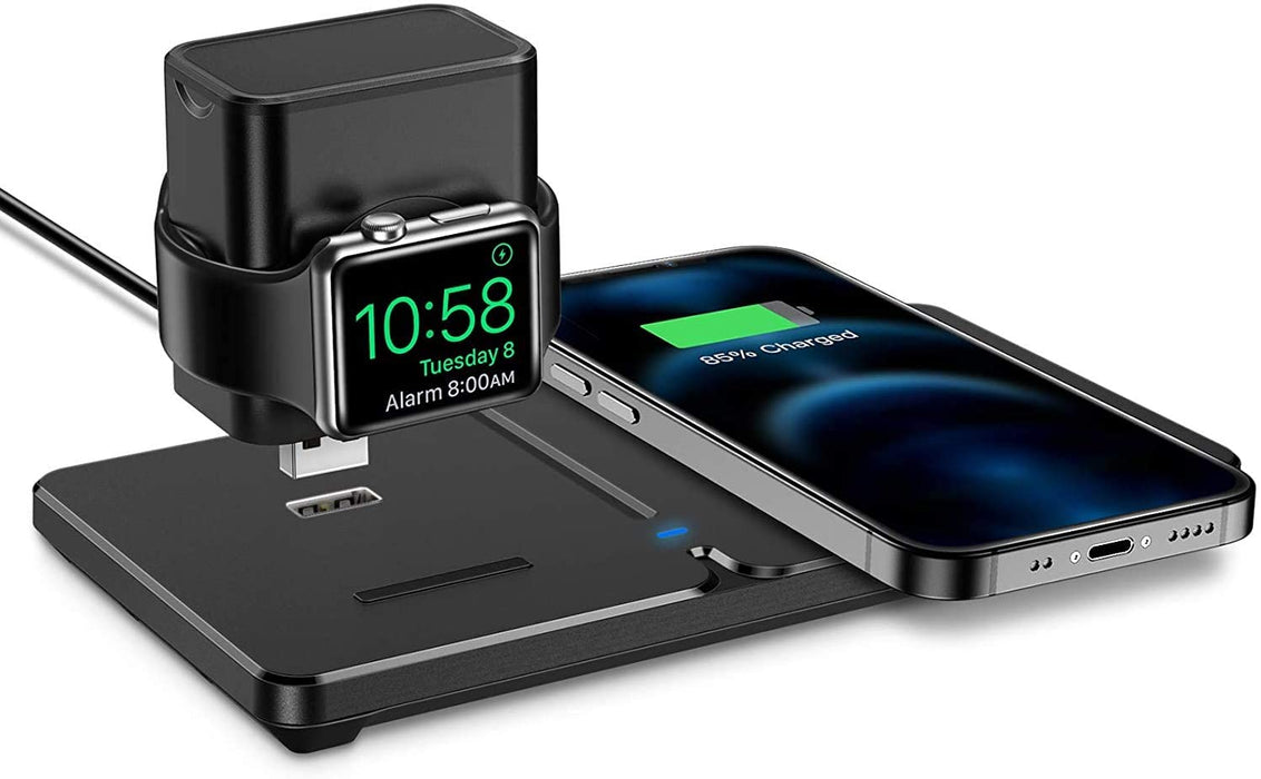 HaloLock 2 in 1 Kabelloses Ladegerät, Fast Dual Wireless Charger, für iPhone 12/12 Pro/12 mini/12 Pro Max, AirPods 2/Pro, Apple Watch 5/4/3/2