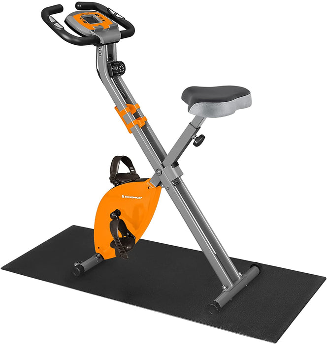 Heimtrainer, Fitnessbike, zusammenklappbares Fitnessfahrrad, 8 magnetische Widerstandseinstellungen, mit Bodenmatte, Pulsmessung, Handyhalterung