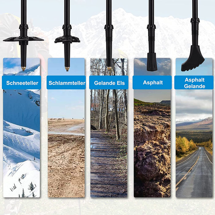 Aluminium Wanderstöcke, Trekkingstöcke Walking Stöcke ,höhen-verstellbare Teleskop Stöcke 110-130cm mit Korkgriff inkl. Zubehör | aus stabilem
