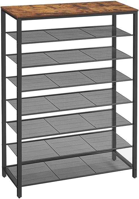 Schuhregal, Schuhablage, Schuhständer, 8 Ebenen, 7 Gitterablagen, für 32-40 Paar Schuhe, Aufbewahrungsregal, Flur, Schlafzimmer, Wohnzimmer
