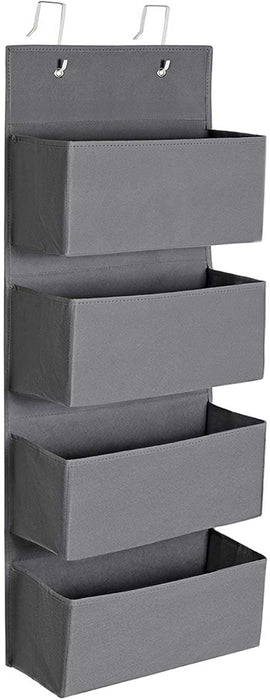 Hängender Organizer mit 4 Taschen, Hängeaufbewahrung für die Tür, für Schlafzimmer, Büro, Kinderzimmer, 33,5 x 12 x 100 cm, grau